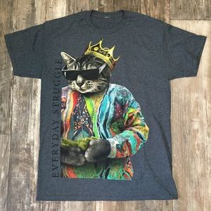 Graphic T-shirt king cat everyday struggles